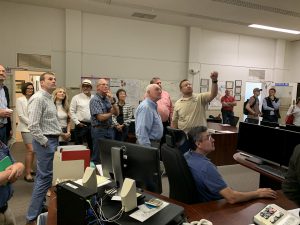 Sec. Perdue and Rep. LaMalfa viewing operations within the Jones Pumping Plant Control Room